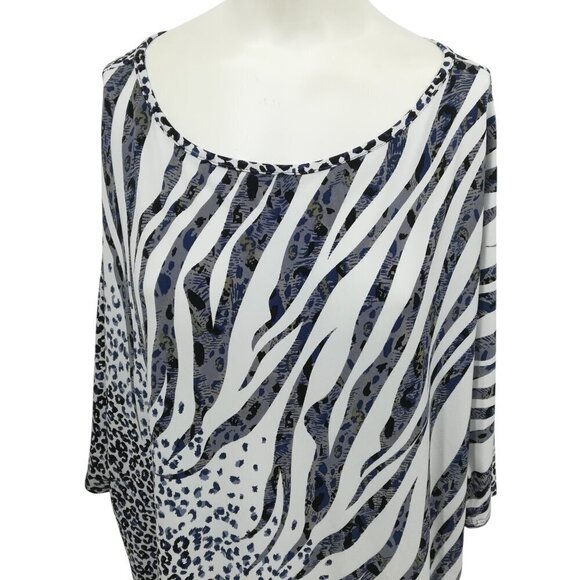 Clara Sun Woo Bouncy Knit Dolman Sleeve Lightweight Shirt Size L Animal Print - Picture 11 of 13